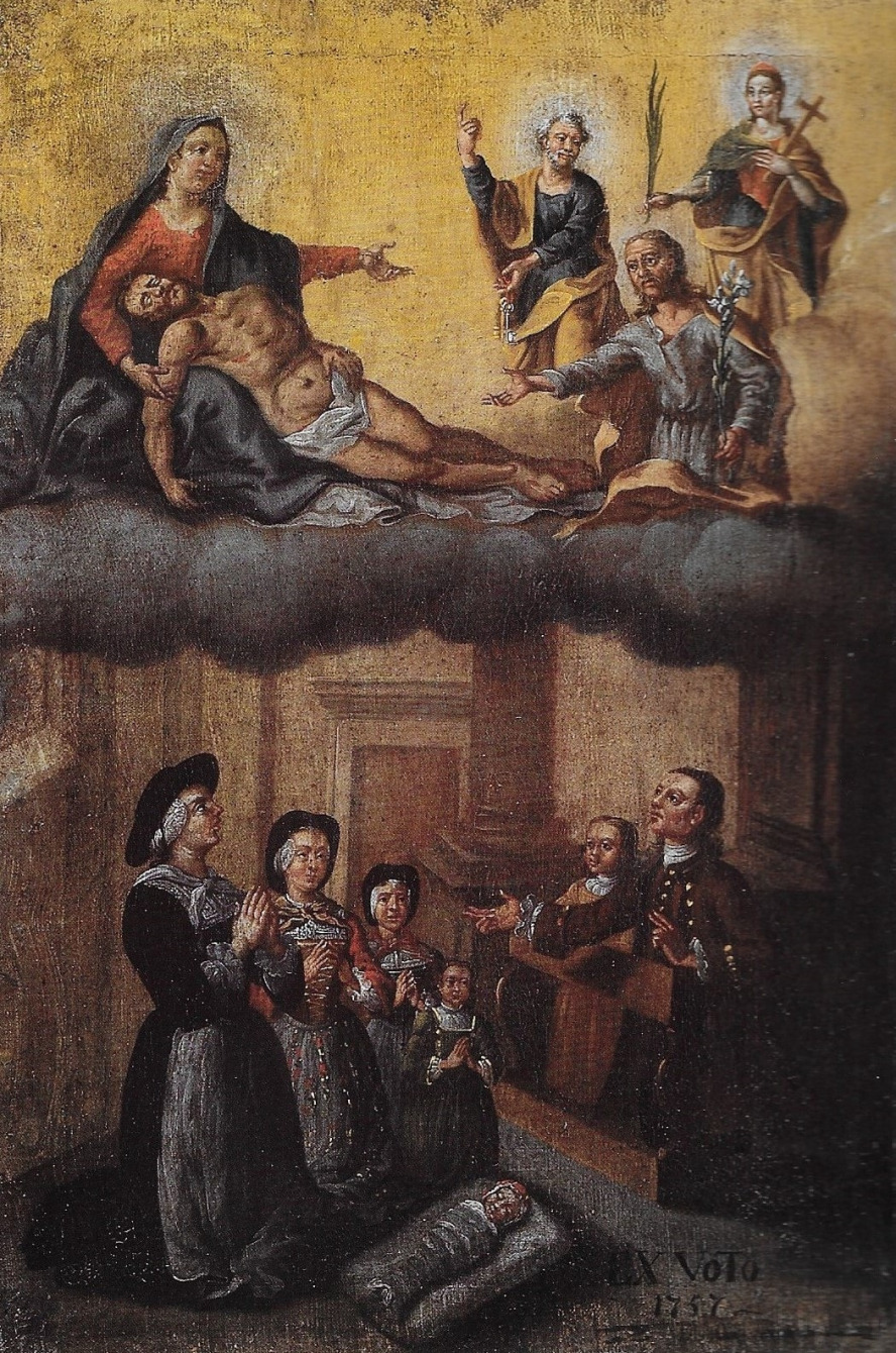 Josef Rabiato Votivtafel Exvoto Einsiedelei Longeborgne Dankbild Wallfahrtsort Wallis