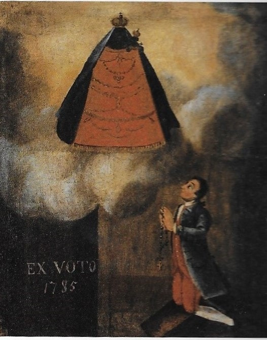 Schwarze Madonna Votivtafel Exvoto Einsiedelei Longeborgne Dankbild Wallfahrtsort Wallis